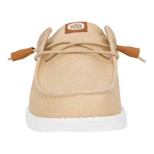 Leather Wally Slip Stretch Canvas - Tan/White