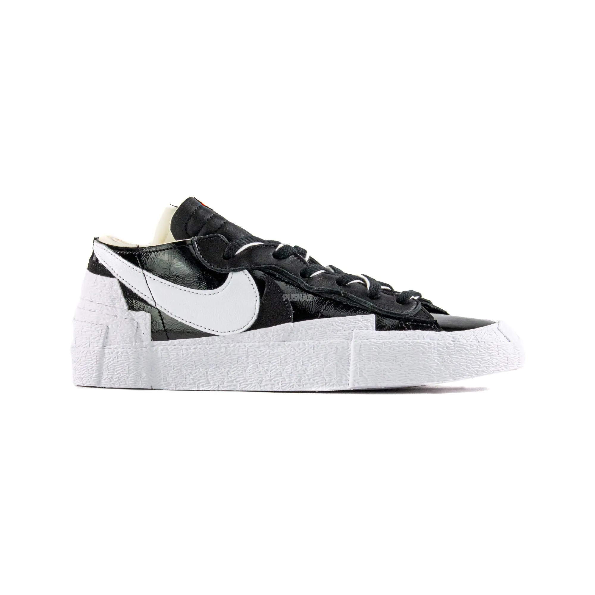 Reinforced toe Stable construction Nike Blazer Low x Sacai 'Black Patent Leather' (2022)