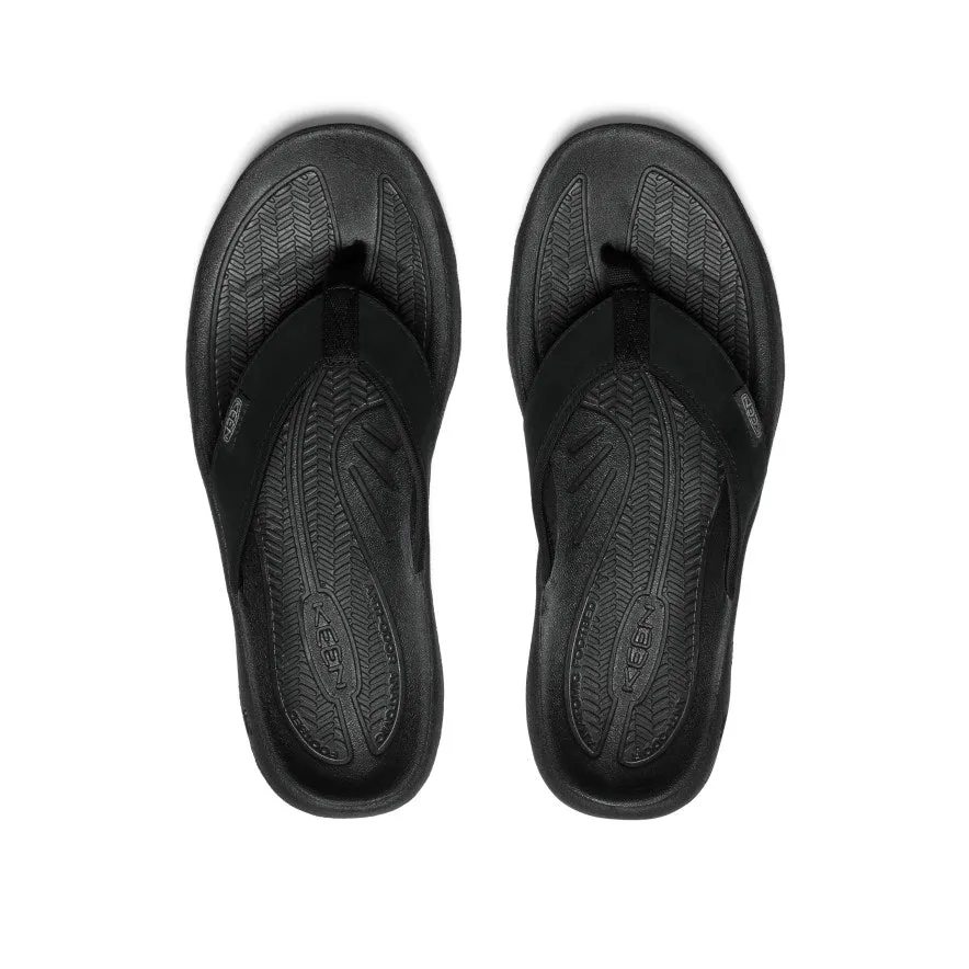 Men's Kona Leather Flip-Flop  |  Black/Steel Grey Lace   Up Closure