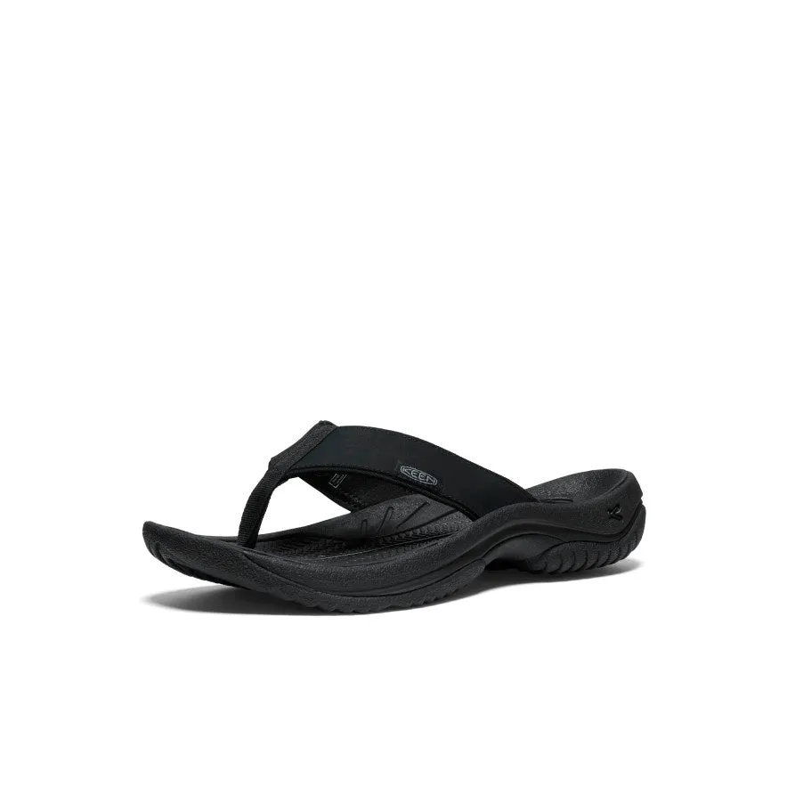 Men's Kona Leather Flip-Flop  |  Black/Steel Grey Quick Beach Shoes