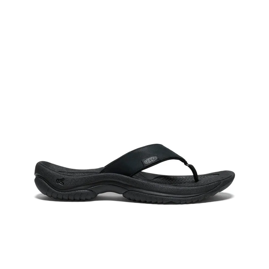 Easy Beach Wear Effortless Slip Fit Men's Kona Leather Flip-Flop  |  Black/Steel Grey
