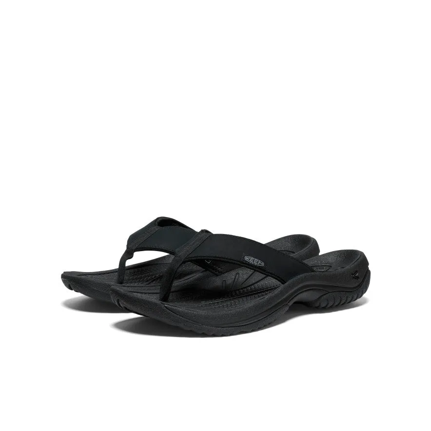 Comfort Fit Technology Men's Kona Leather Flip-Flop  |  Black/Steel Grey