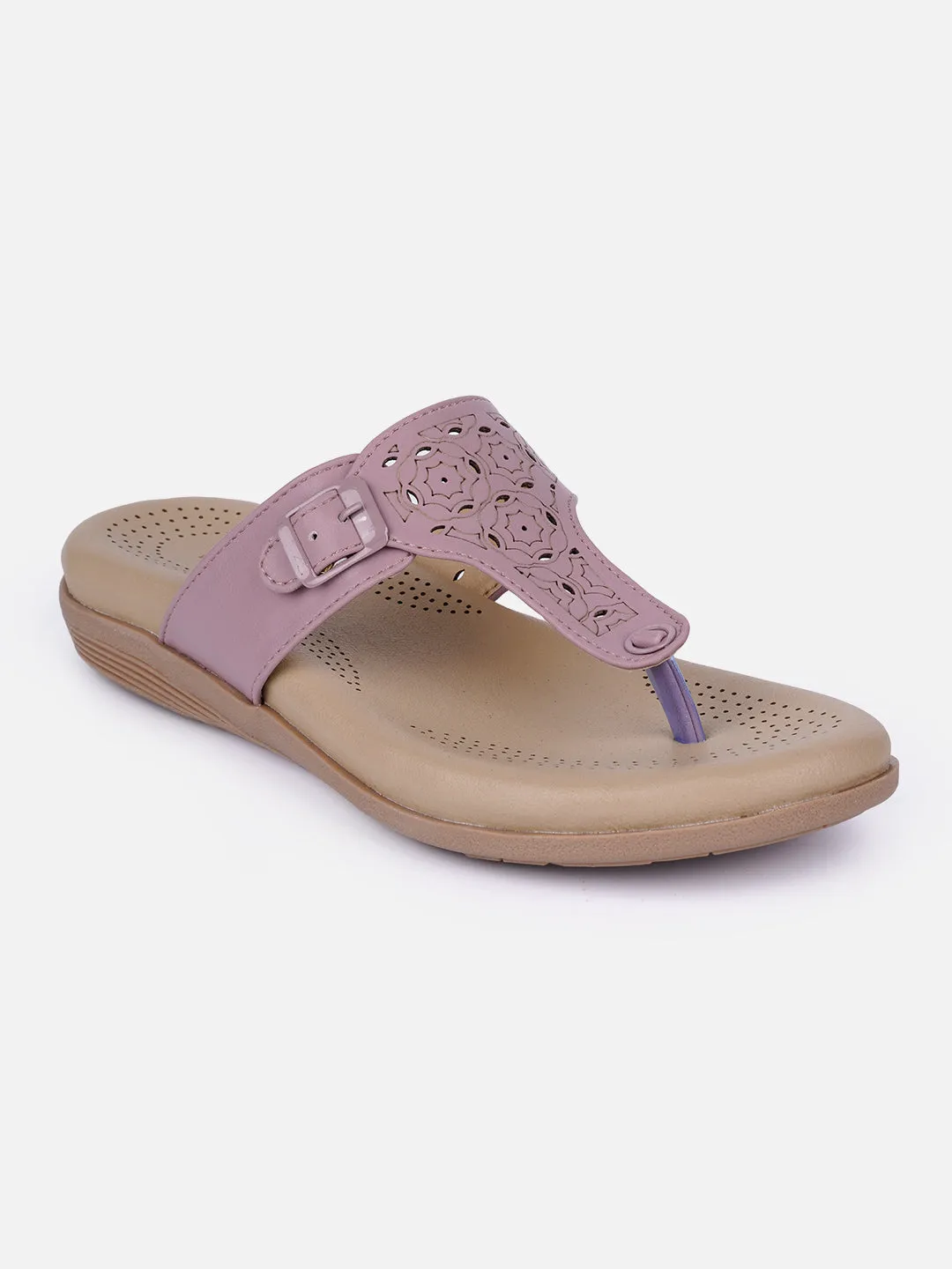Arch Cushioning Cushioned Sole Women's Lavender Thong Sandals (IU6011)