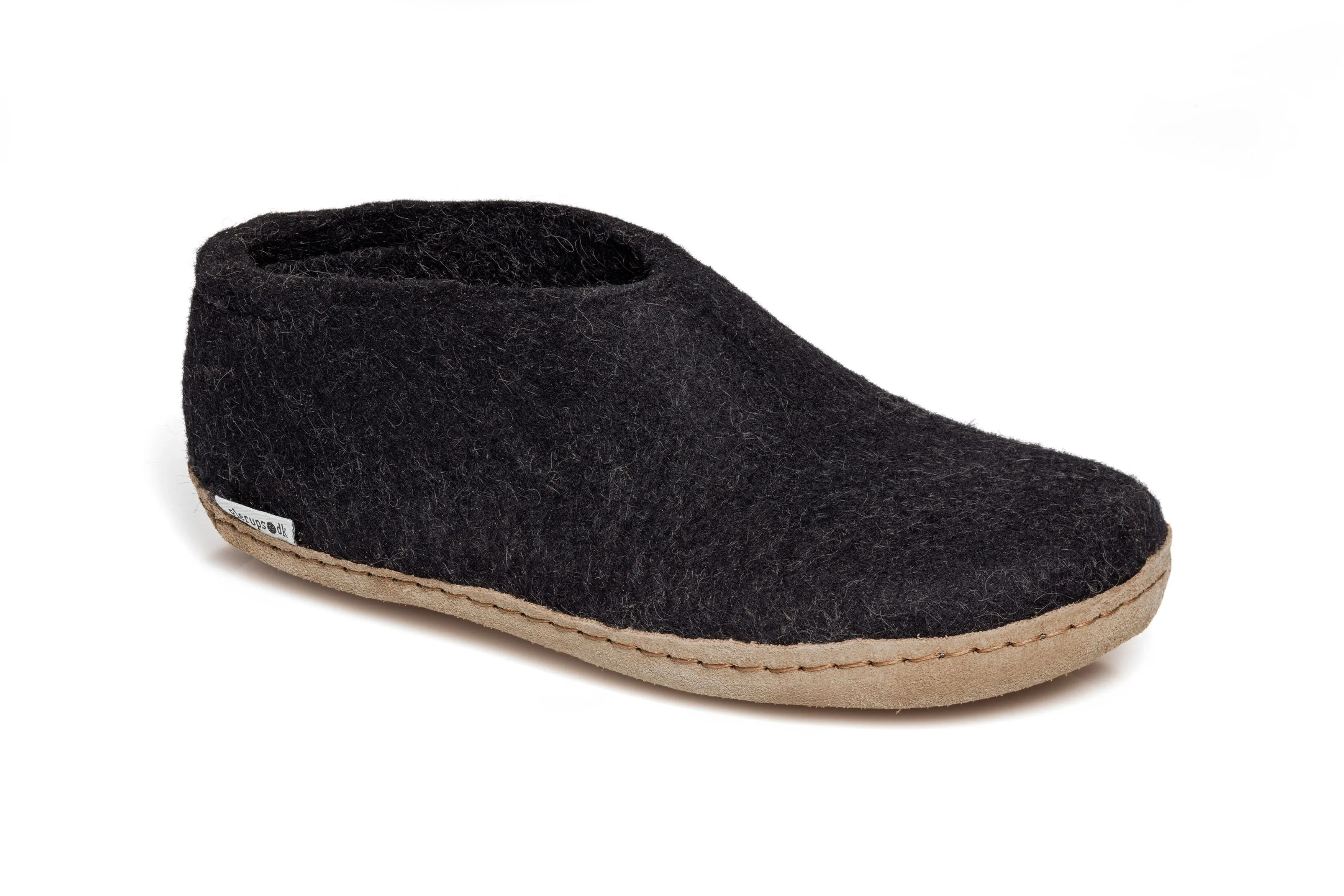 Glerups Slipper: Shoe, Charcoal, Leather A-02-00 Anytime Go