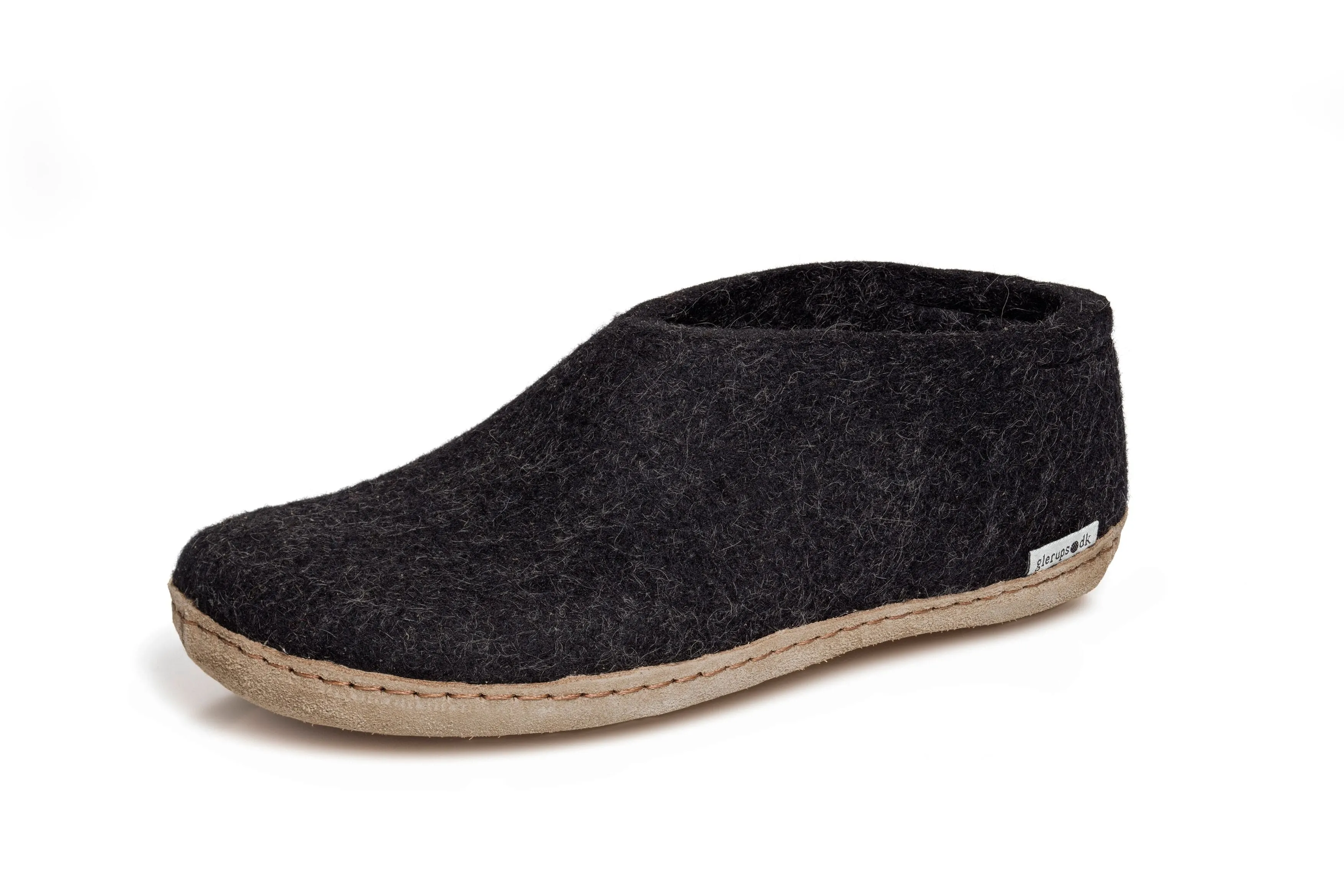 Glerups Slipper: Shoe, Charcoal, Leather A-02-00 material