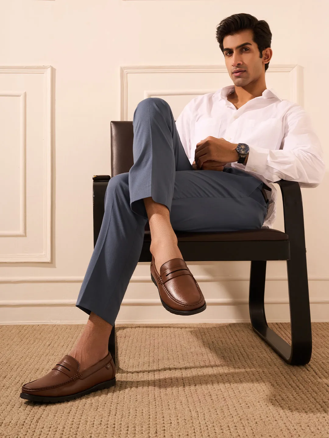 Comfort Grip Men's Tan Moc Toe Loafer (ID1174)