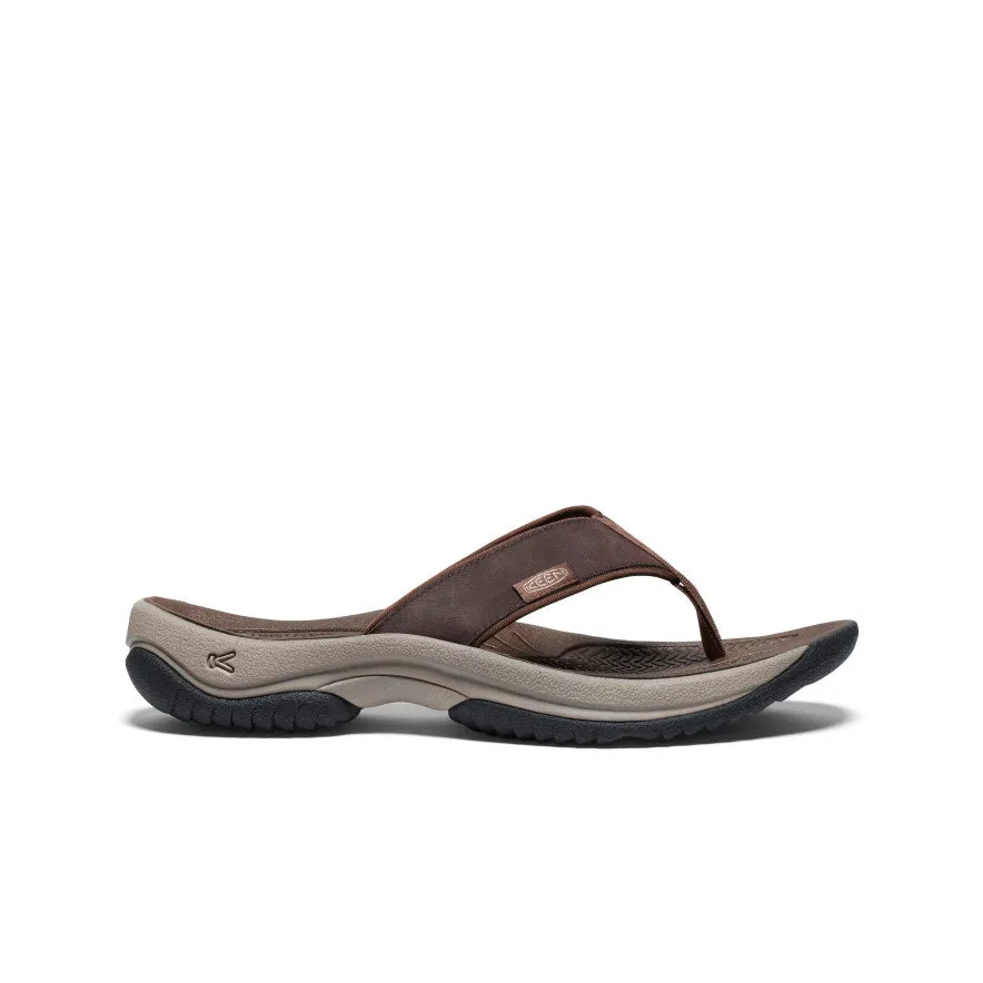 Flat Surface Men's Kona Leather Flip-Flop  |  Java/Dark Earth