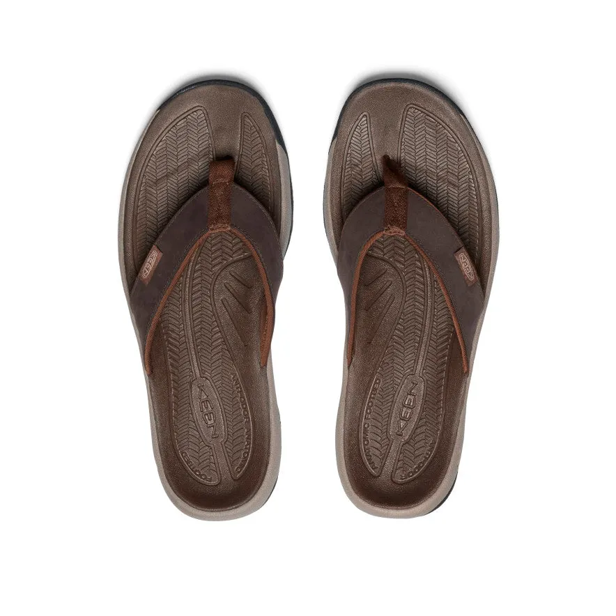 Men's Kona Leather Flip-Flop  |  Java/Dark Earth Flex Groove System Breathable Form