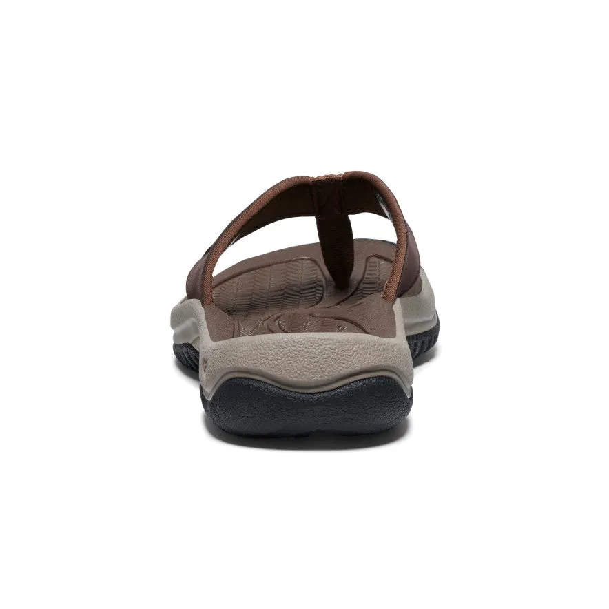 Relaxation Mode Men's Kona Leather Flip-Flop  |  Java/Dark Earth