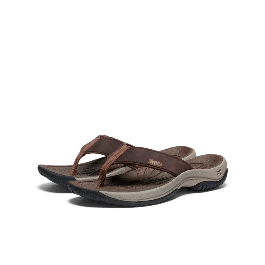 Easy   To   Clean Men's Kona Leather Flip-Flop  |  Java/Dark Earth