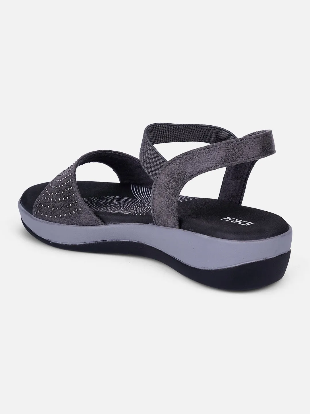 Women's Grey Slingback Strap Sandals (IU6001) Space Saving