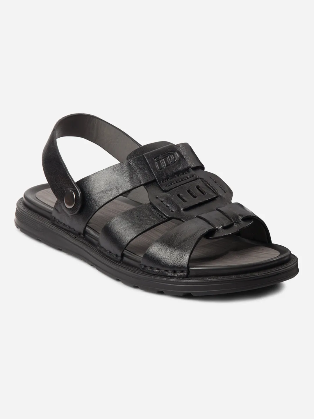 Shock Resistant Autumn Tone Men's Black Sandal (ID4242)
