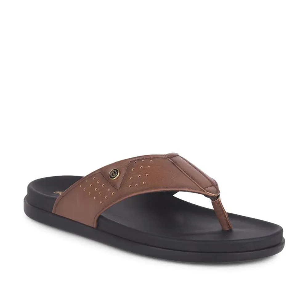 Matte Finish Anti Abrasion Healers Casual Tan Slippers For Men LEEKS-1 By Liberty
