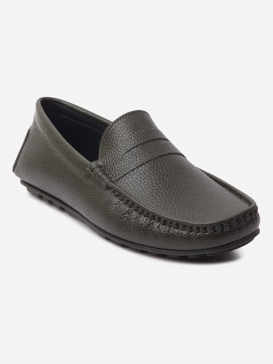 Quick Pack Men's Olive Moc Toe Casual Loafer (IX4110)