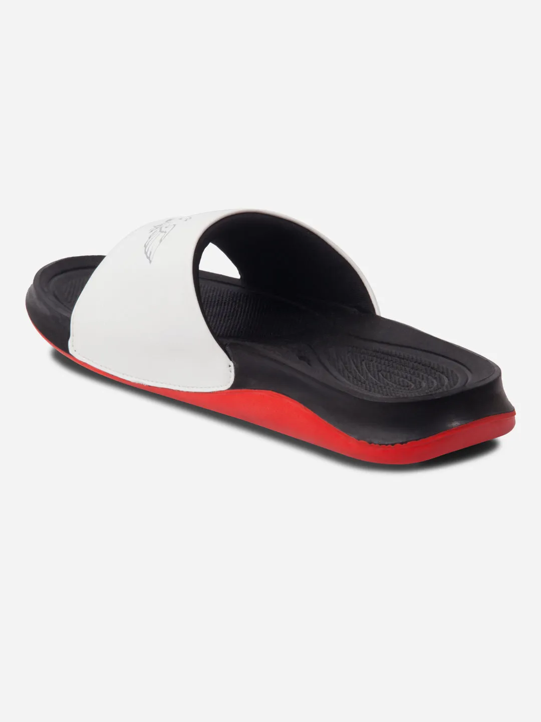 Free Pace Men's White/Red Active Graphic Printed Slider (IX5018)