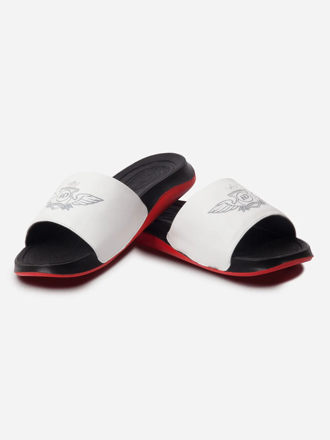 Men's White/Red Active Graphic Printed Slider (IX5018) Carry Easy Comfort Shank