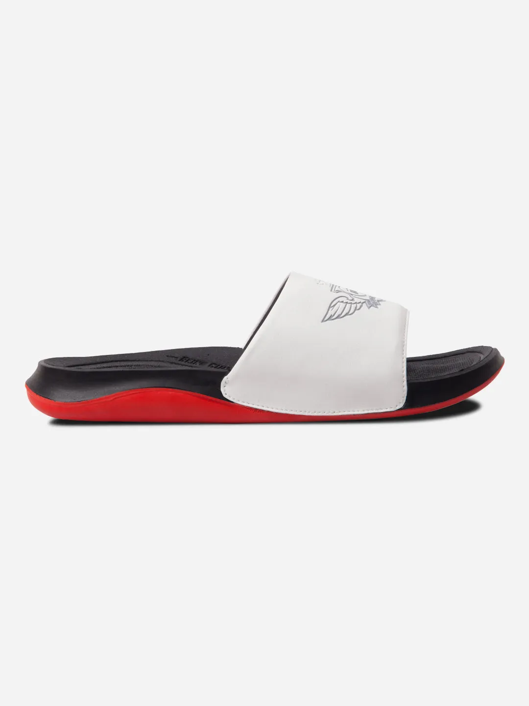 Men's White/Red Active Graphic Printed Slider (IX5018) Runway Glow Pose Ready