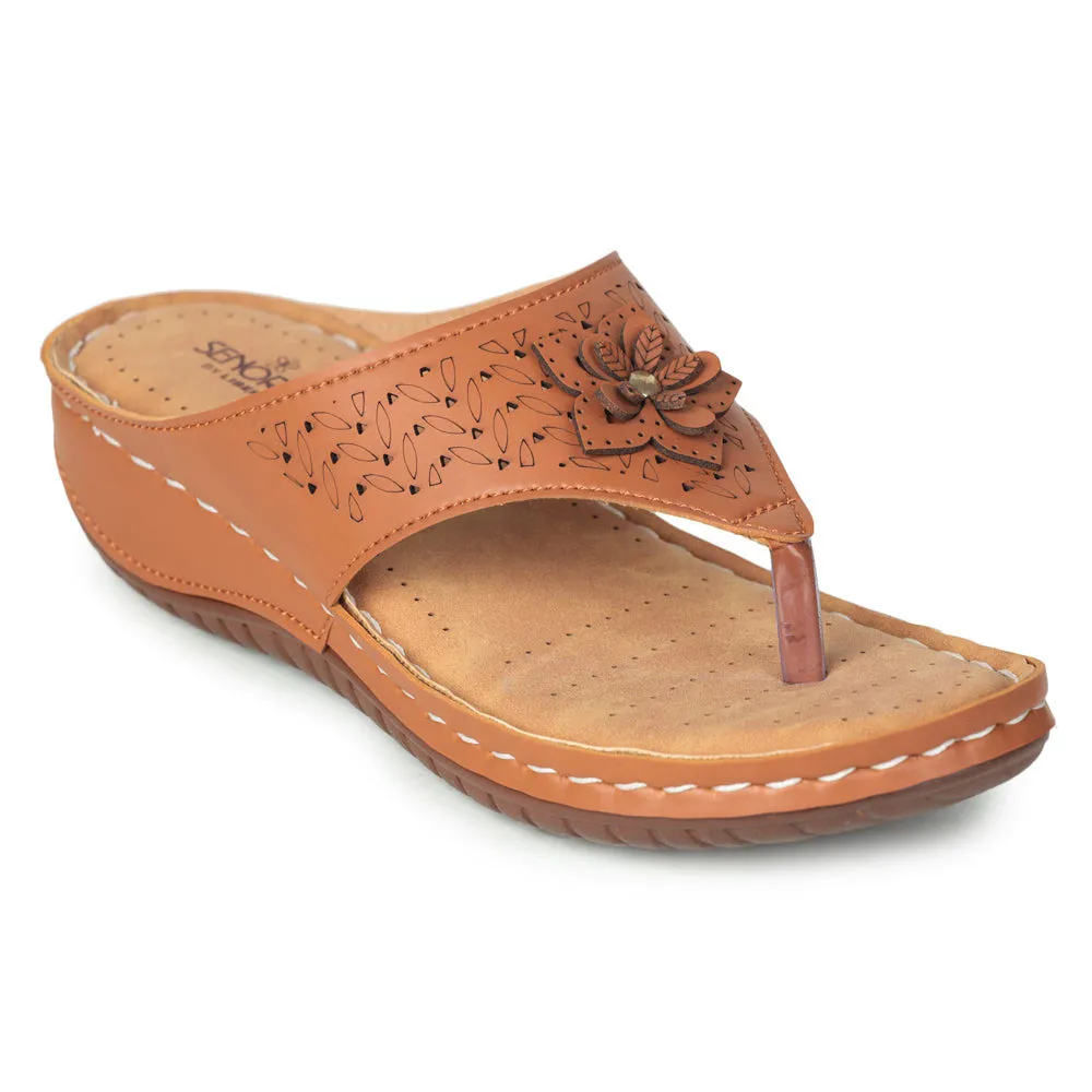 Senorita Casual Tan Slippers For Women LAF-756 By Liberty quick dry