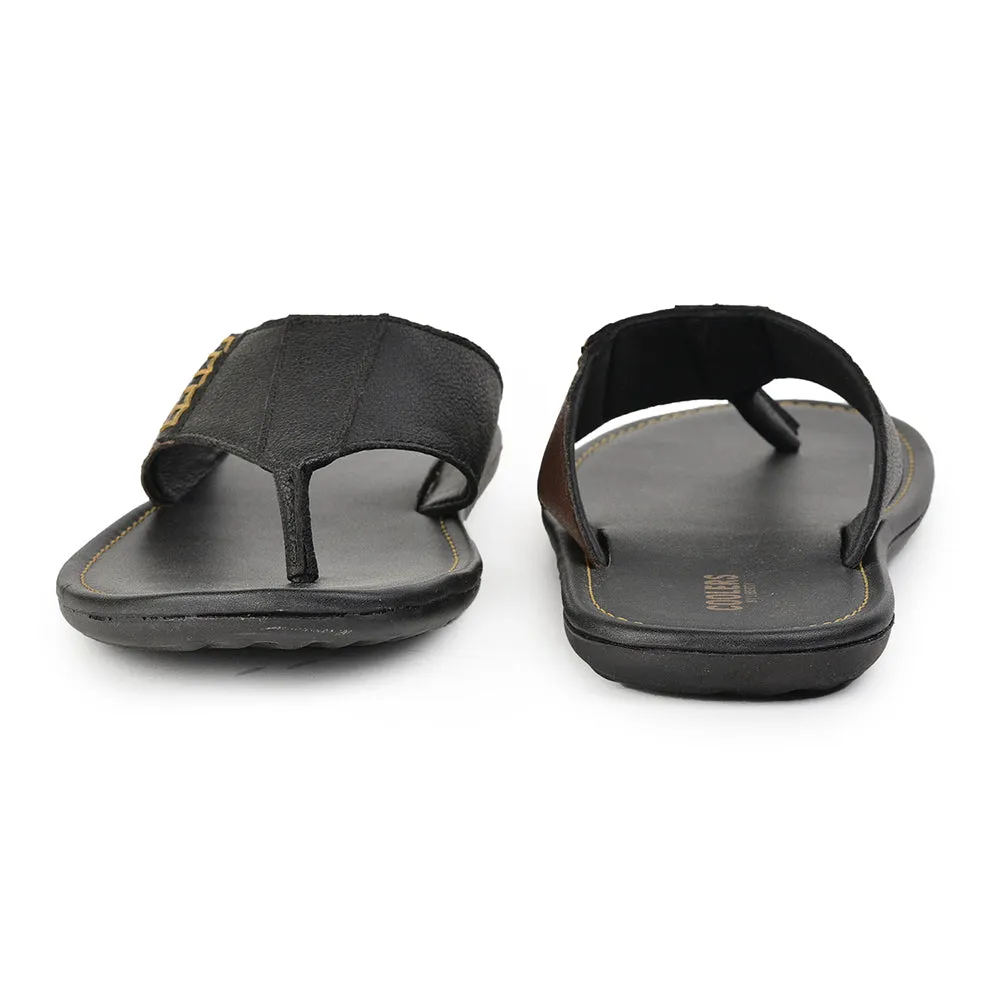 Coolers Casual Black Slippers For Men AVN-13 By Liberty Crisp Edge Trendy Footwear