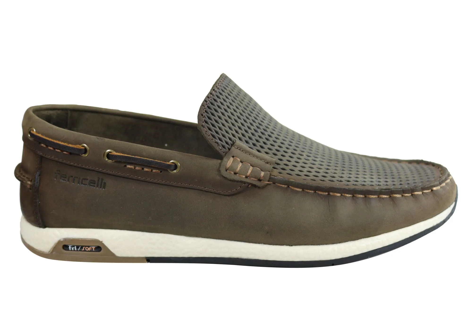 Ferricelli Frank Mens Leather Comfy Casual Loafer Shoes Made In Brazil Run Daily Spin Hike