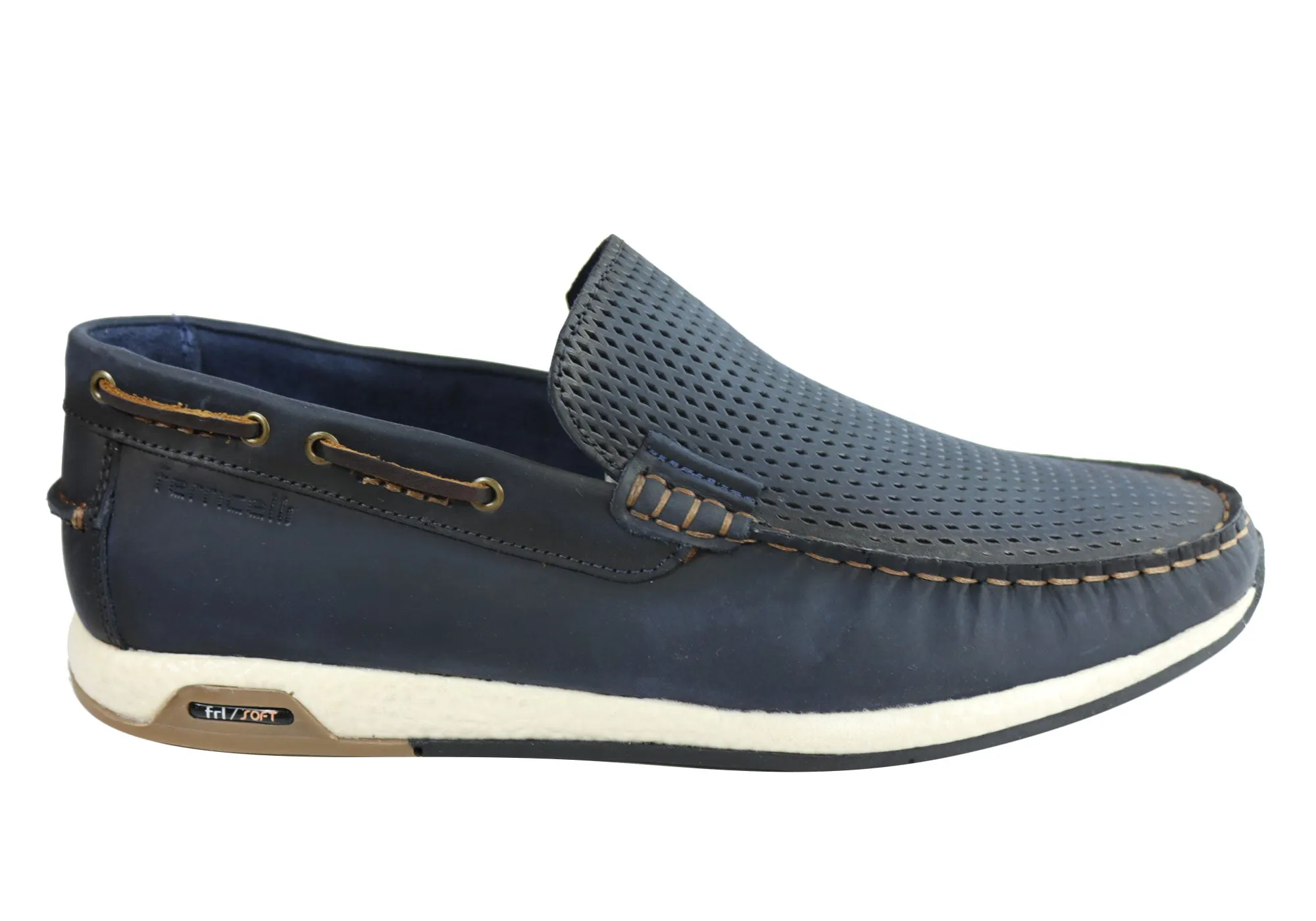Ferricelli Frank Mens Leather Comfy Casual Loafer Shoes Made In Brazil Walk-Ready Shoes
