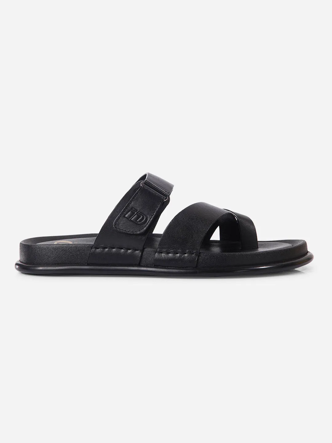 Men's Black Cross Strap Sandals (ID4269) Strap Mode Calm Step