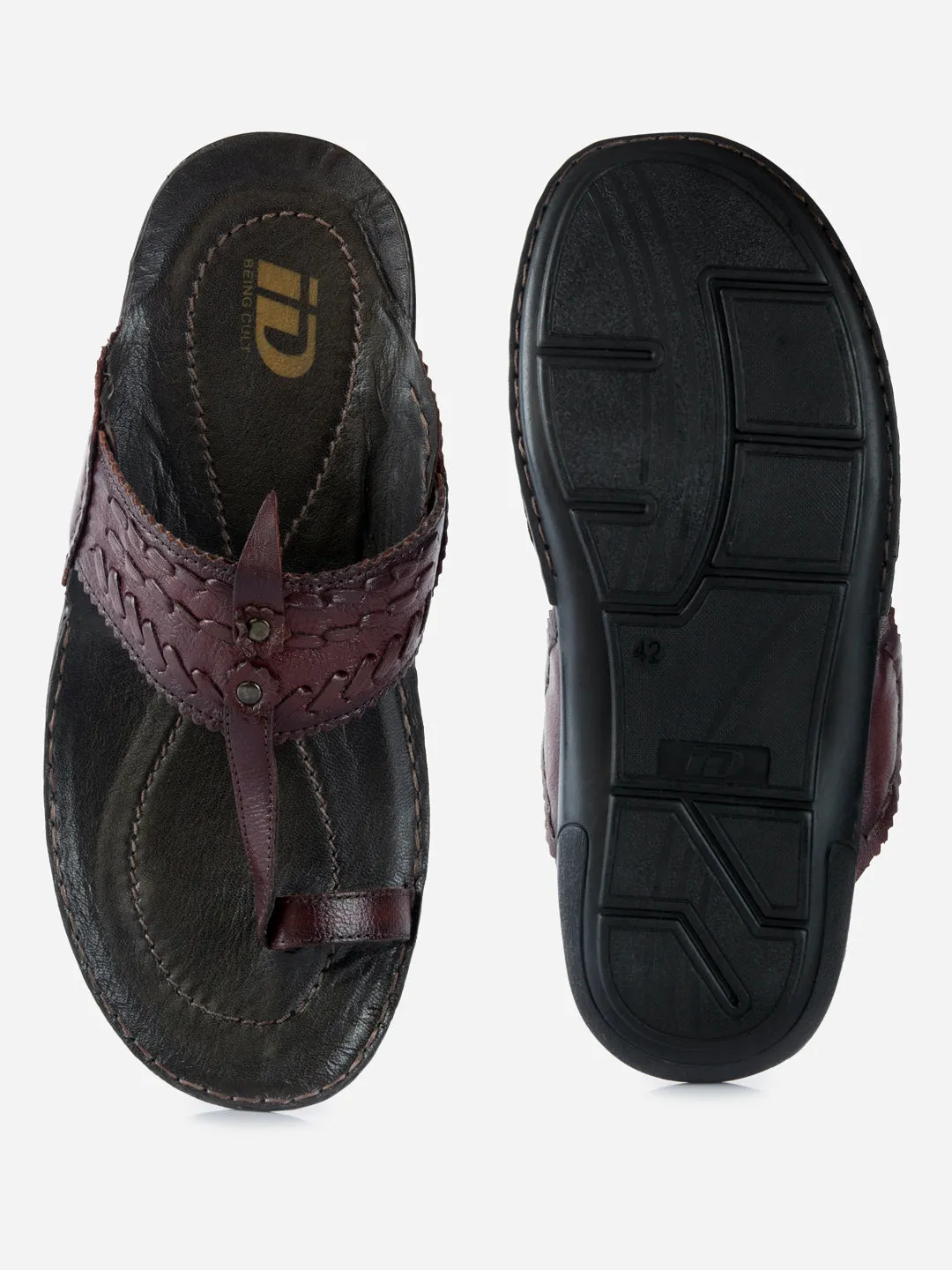 Men's Brown Kolapuri Style Ethnic Slipper (ID4068) Reinforced