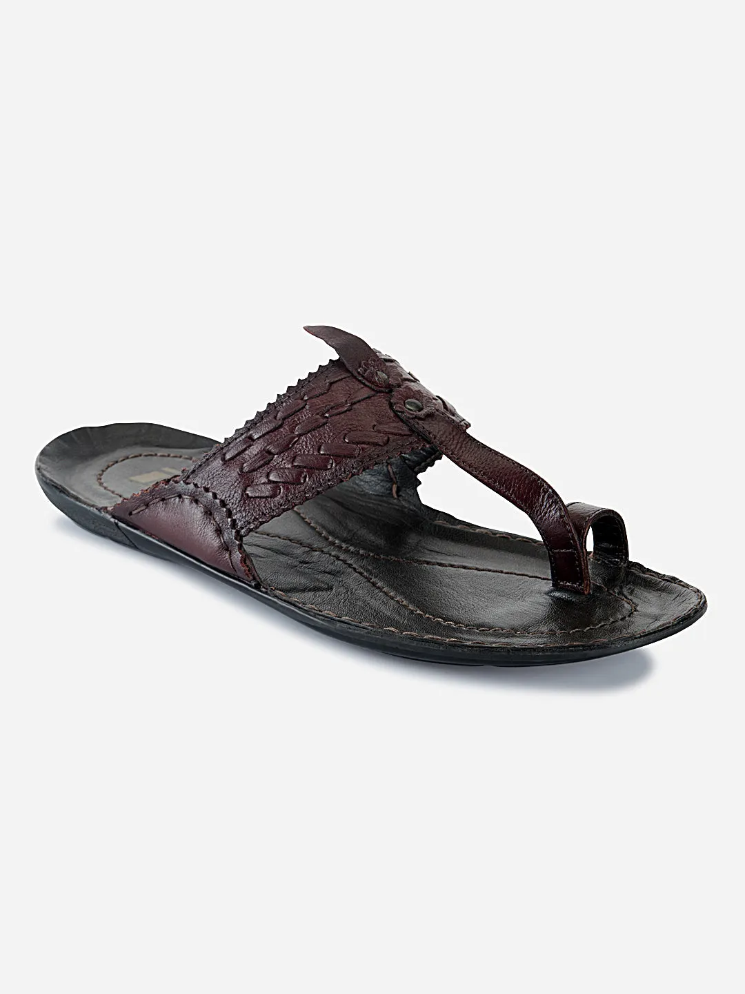 waterproof Family Fit Men's Brown Kolapuri Style Ethnic Slipper (ID4068)