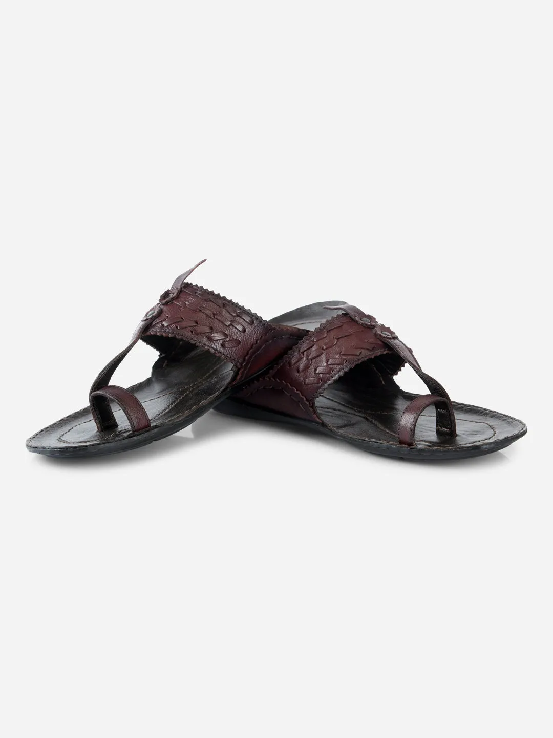 Men's Brown Kolapuri Style Ethnic Slipper (ID4068) Lightweight Form Casual Wear Shiny Tone