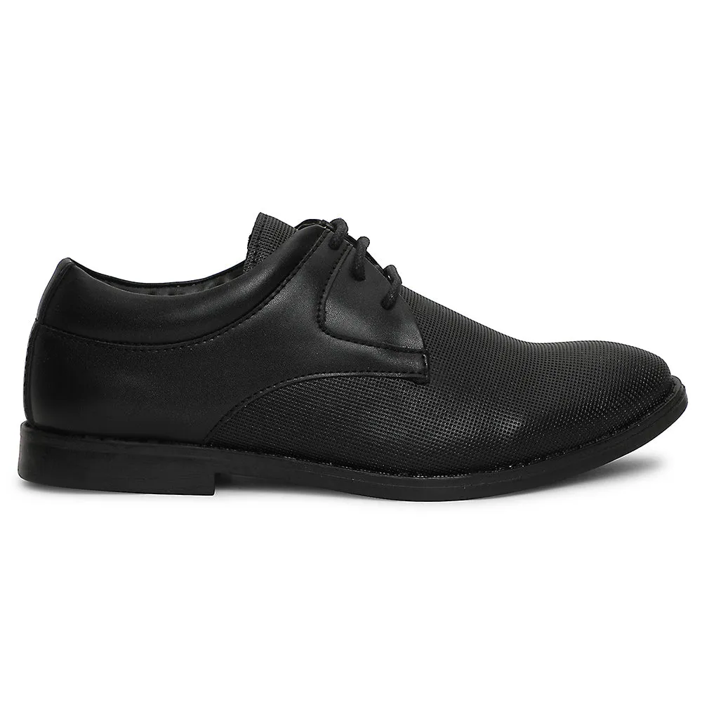 Healers Black Formal Lacing Derby Shoes For Men DERBO-10E By Liberty Double Stitch Stylish Appearance