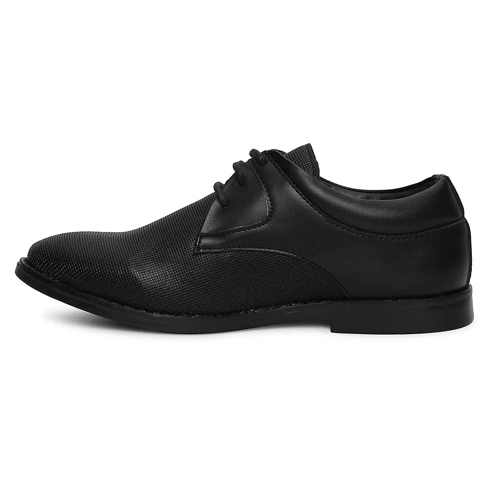 Healers Black Formal Lacing Derby Shoes For Men DERBO-10E By Liberty Polish Trim