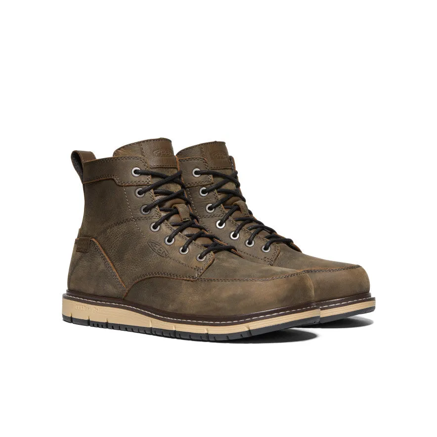 Textured Surface Chill Vibe Men's San Jose 6" Waterproof Boot (Aluminum Toe)  |  Cascade Brown/Black