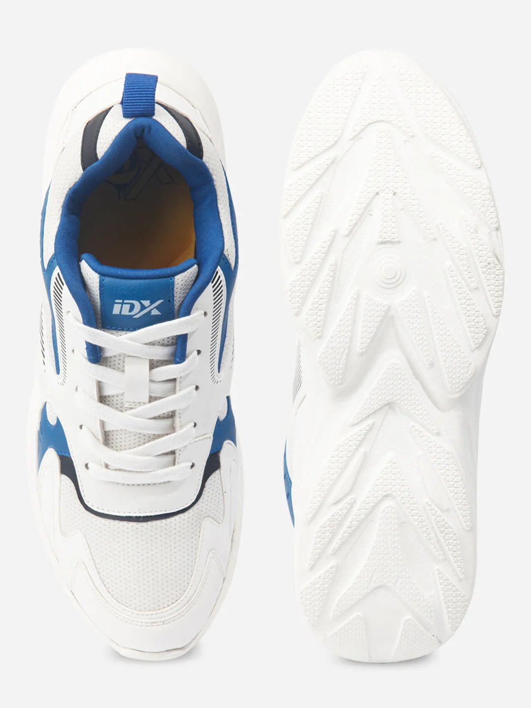 Men's White Lace Up Sneakers (IX7128) Microfiber Lining Comfort
