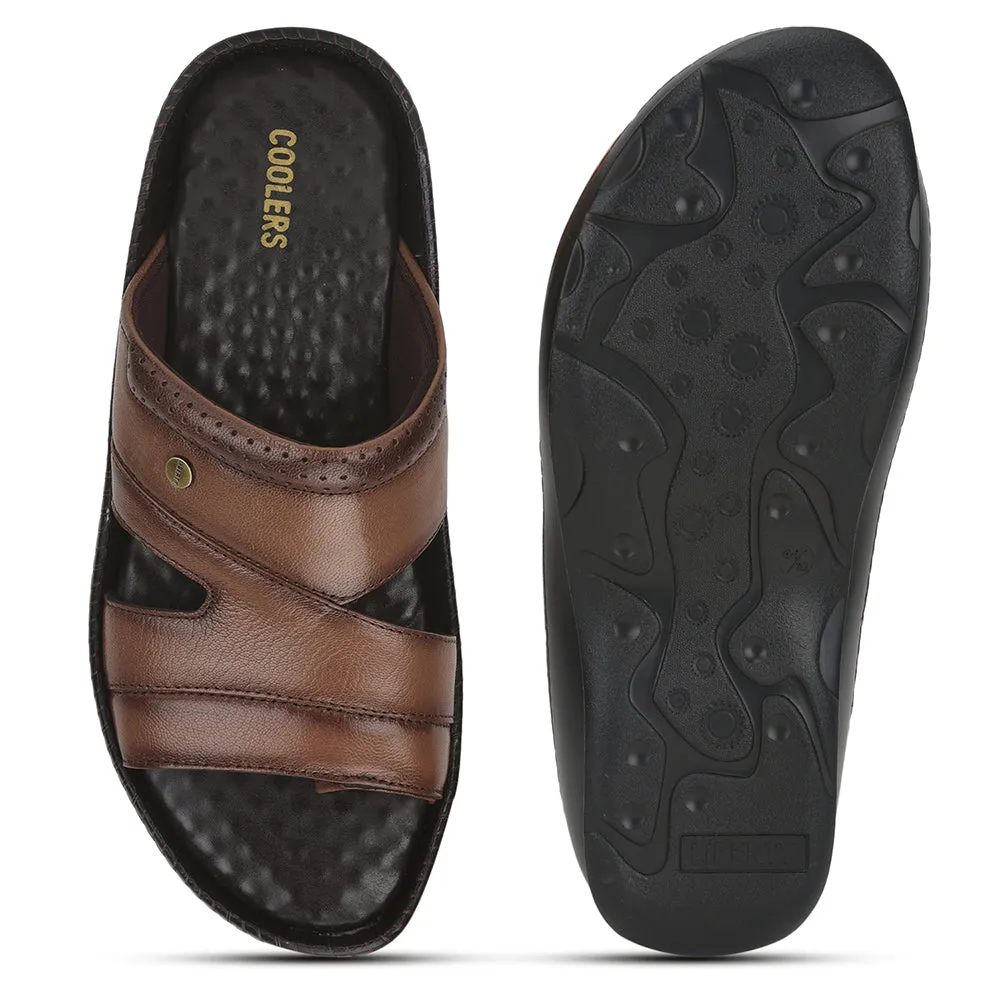 Coolers Casual (Tan) Slippers For Men STEAMER-02 By Liberty Foot Glow