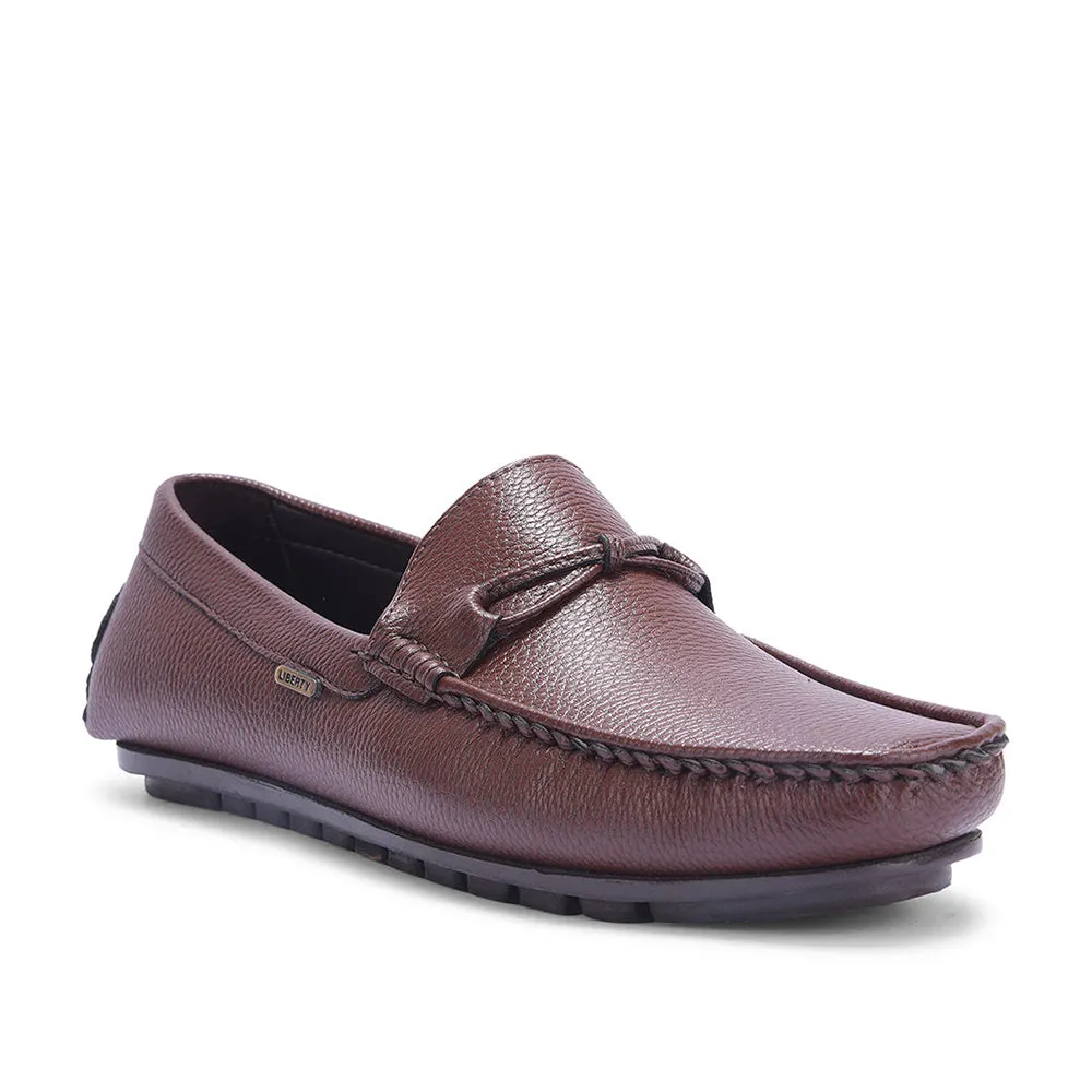 Easy To Clean Refined Line Fortune Brown Formal Loafers For Men AVL-5 By Liberty