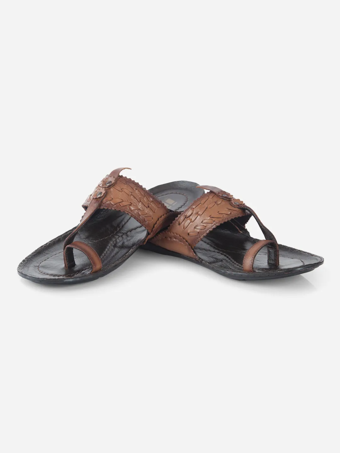 Comfort Slope High Top Men's Tan Kolapuri Style Ethnic Slipper (ID4068)