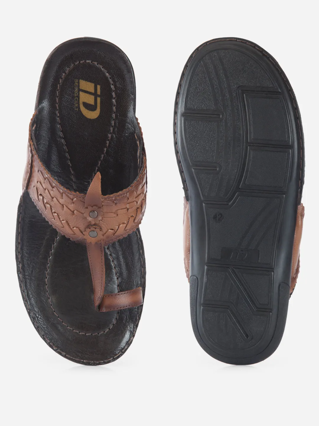 Men's Tan Kolapuri Style Ethnic Slipper (ID4068) World Walk Summer cool