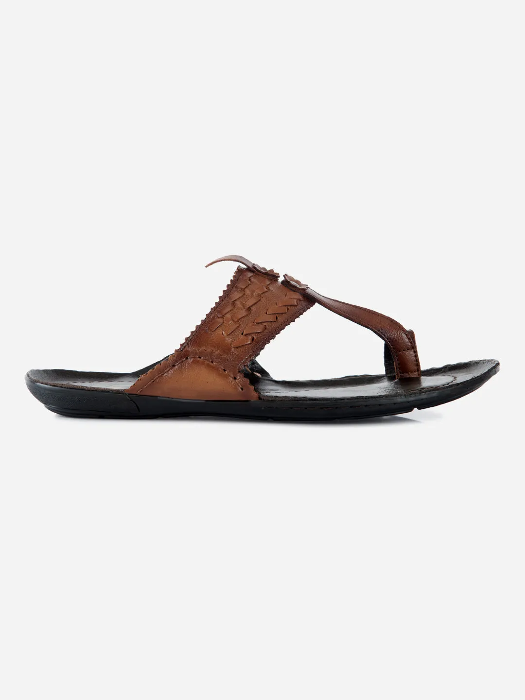 Wide fit Men's Tan Kolapuri Style Ethnic Slipper (ID4068)