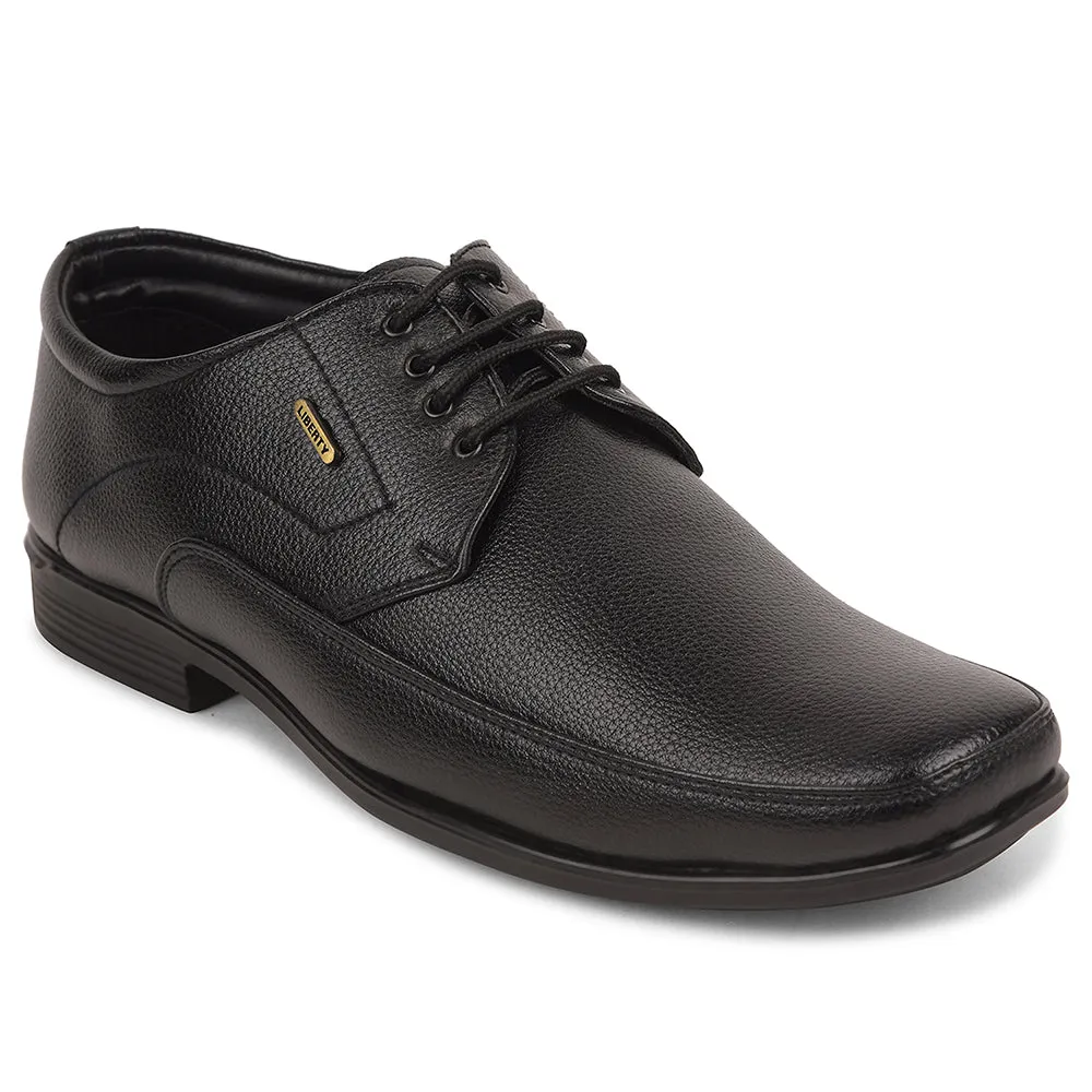 Fortune Black Formal Lacing Derby Shoes For Men UVL-134 By Liberty Custom Fit Non Stop