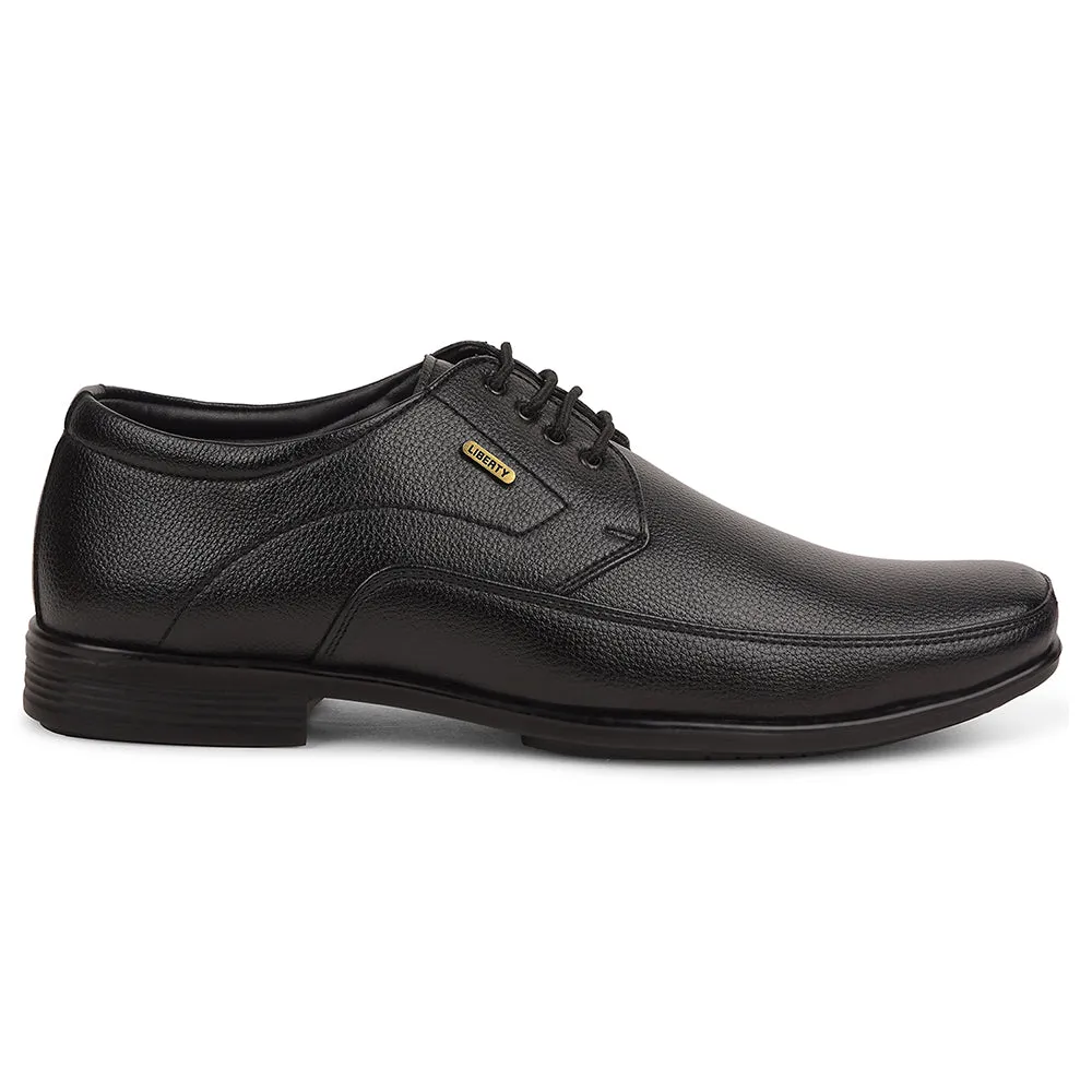 Fortune Black Formal Lacing Derby Shoes For Men UVL-134 By Liberty Easy Slip