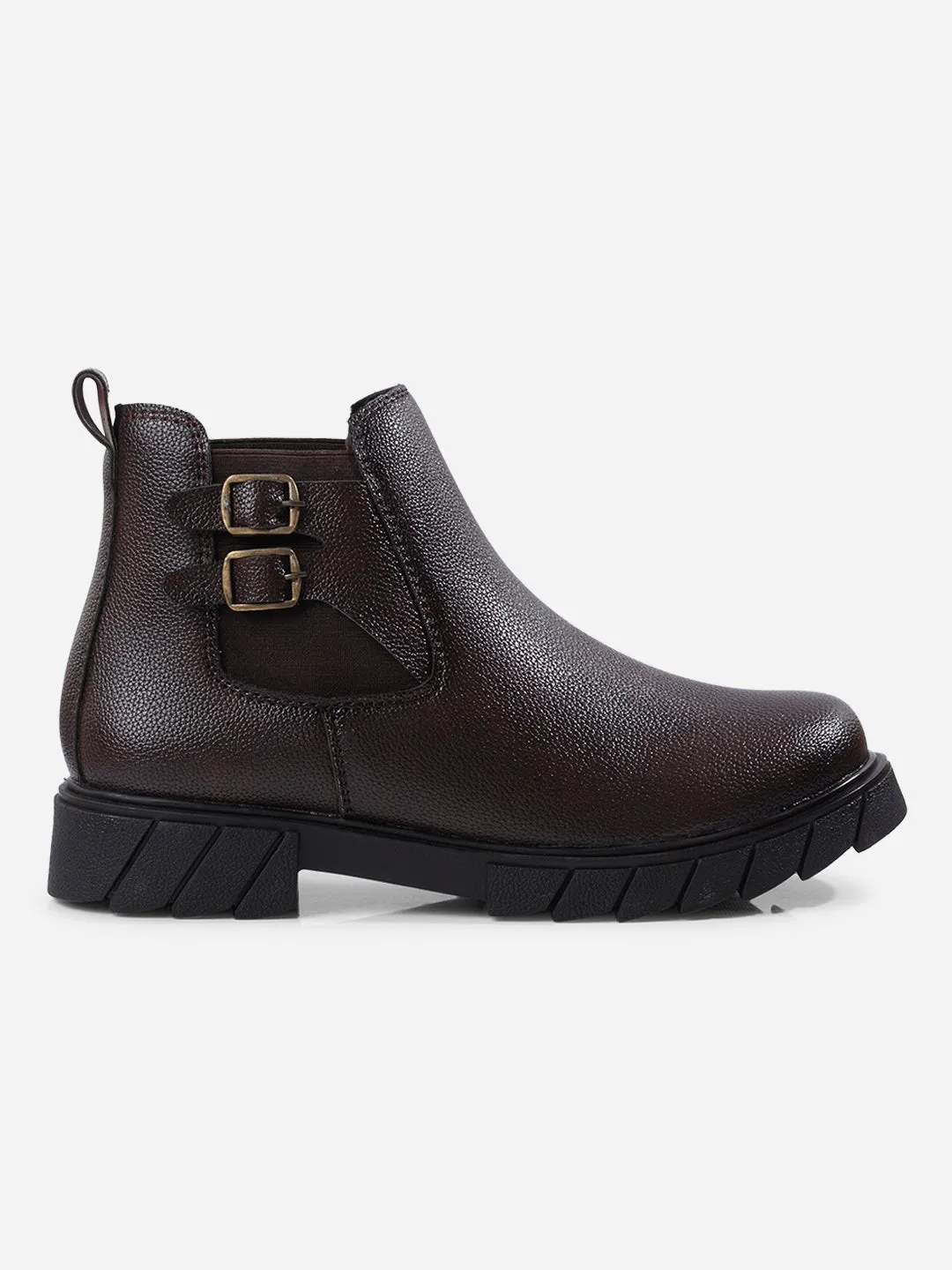 Comfort Tongue Men's Brown Round Toe Casual Slip On Boots (IX3038)
