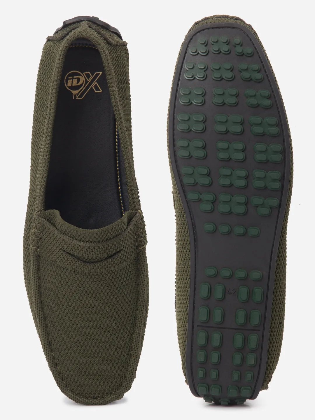 Men's Olive Moc Toe Suede Finish Casual Loafer (IX4109) Quick Fit