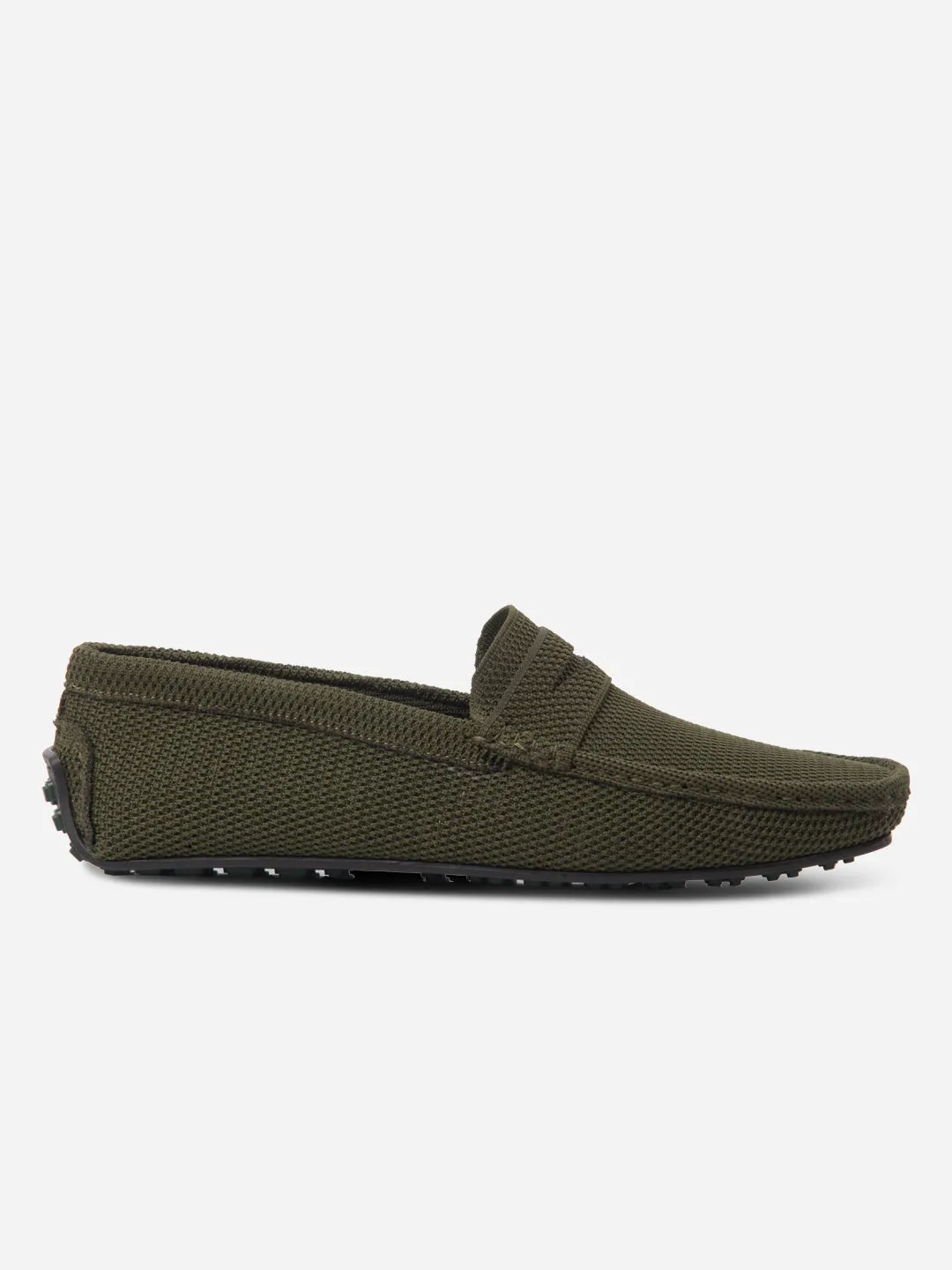 Lace Up Style Lightweight Form Casual Wear Men's Olive Moc Toe Suede Finish Casual Loafer (IX4109)