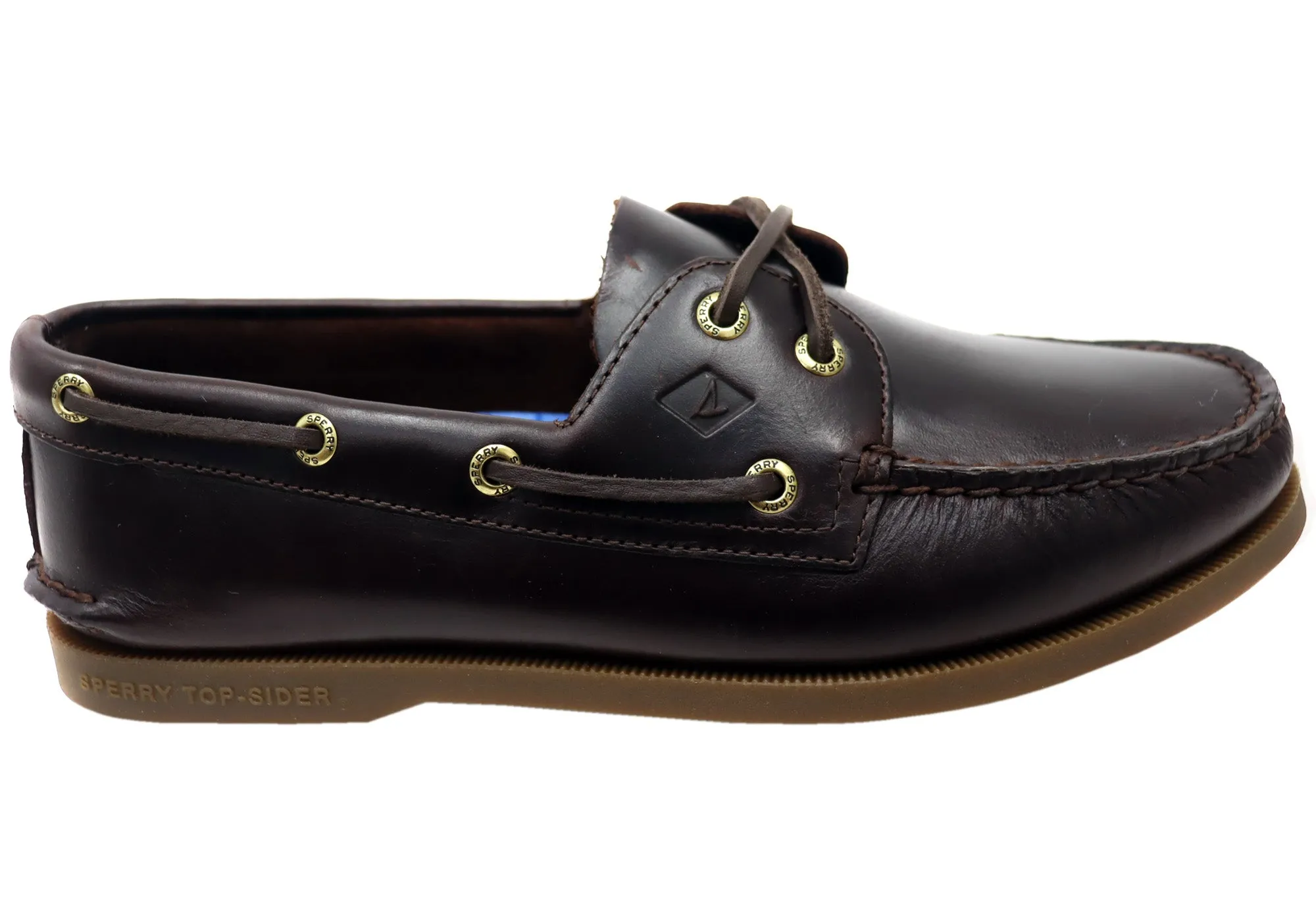 Sperry Mens A/0 2 Eye Leather Lace Up Comfortable Wide Fit Boat Shoes Parkour Step Anti   Fatigue
