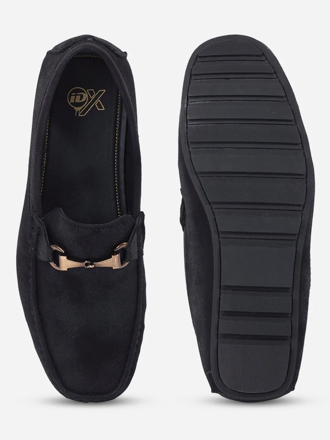 Supportive structure Men's Black Moc Toe Buckle Loafer (IX4115)