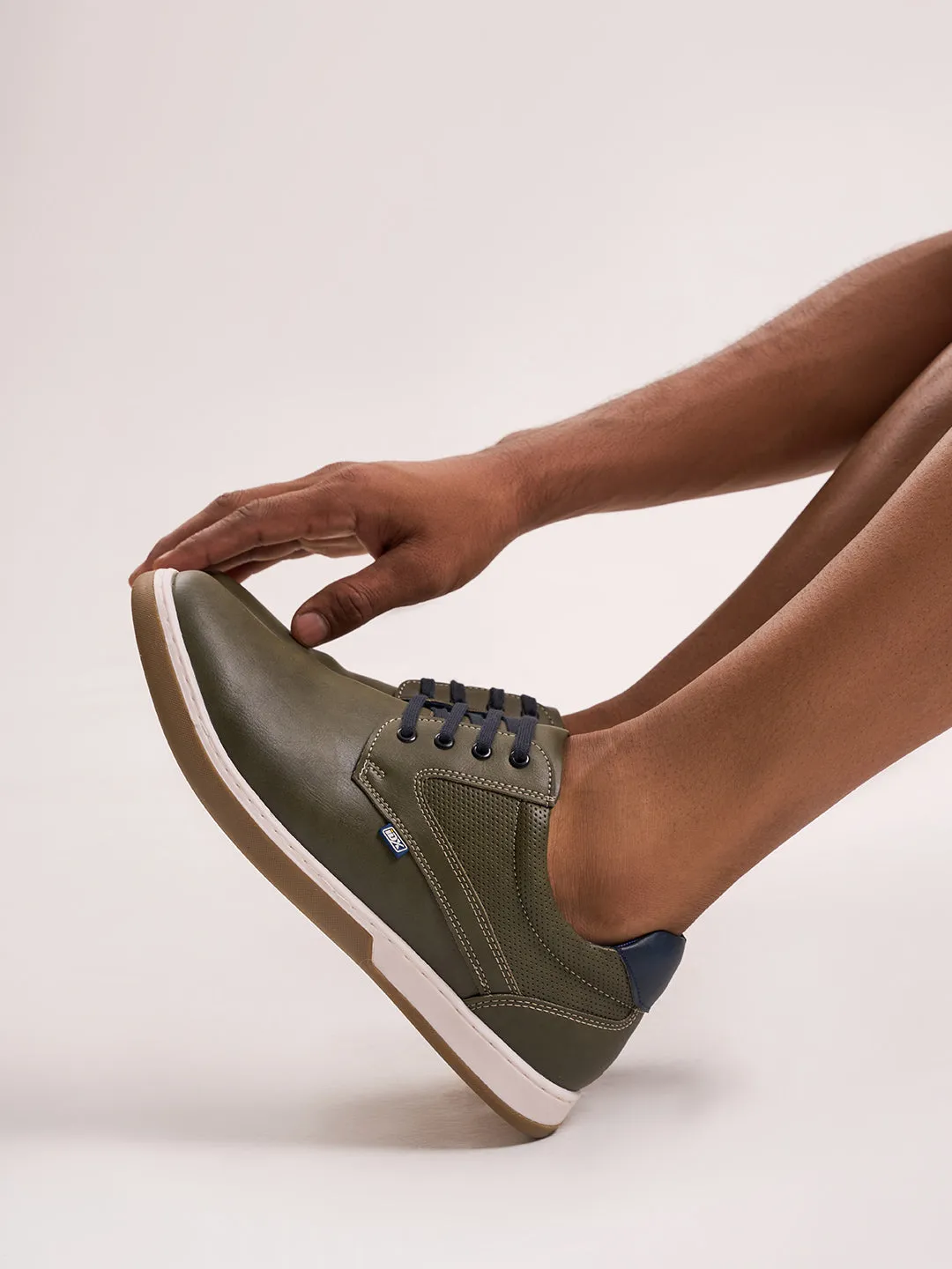Color Pop Energy Boost Men's Olive Round Toe Lace Up Casual (IX1017)