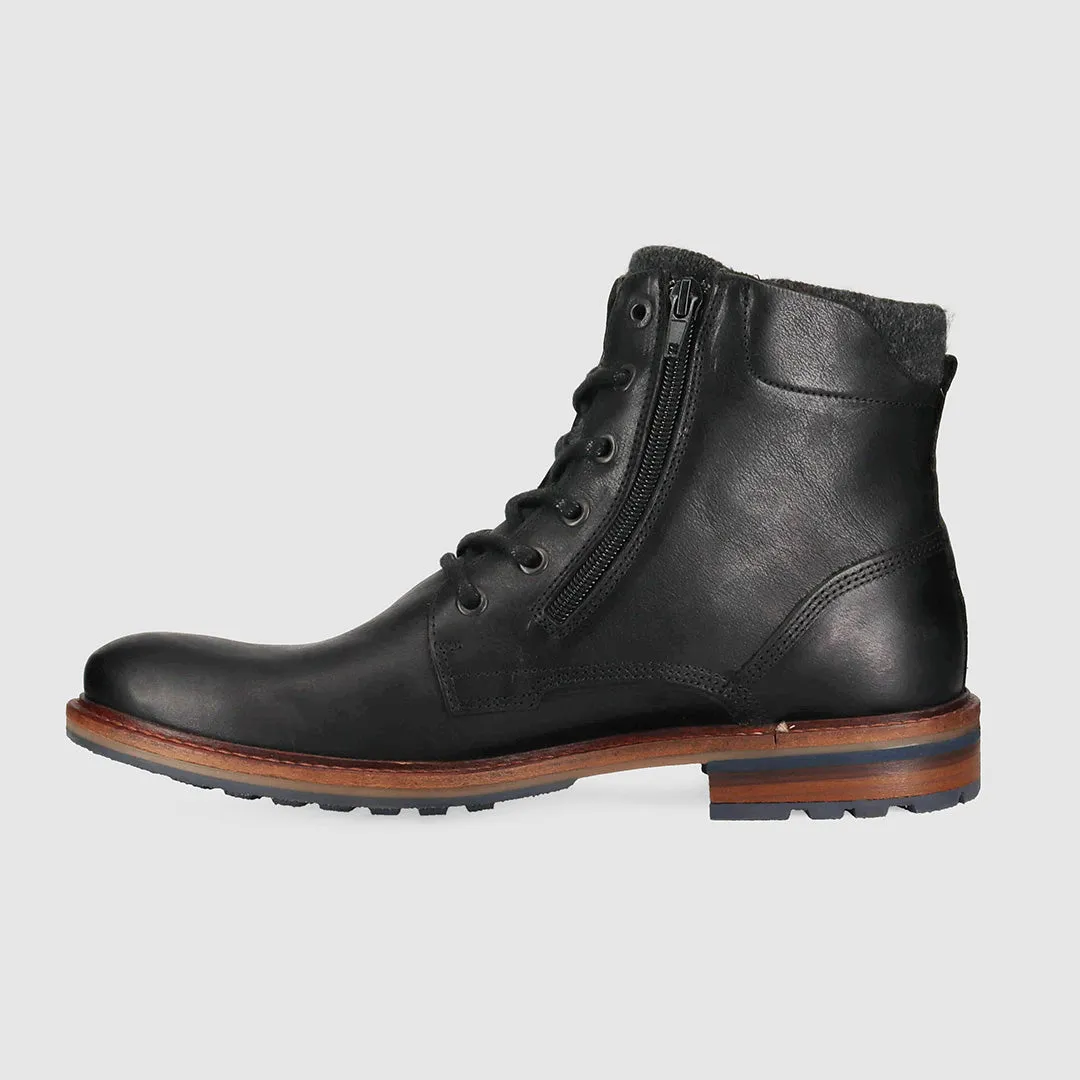 Woodland Lace Up Boots Black Casual Walk Comfort Grip