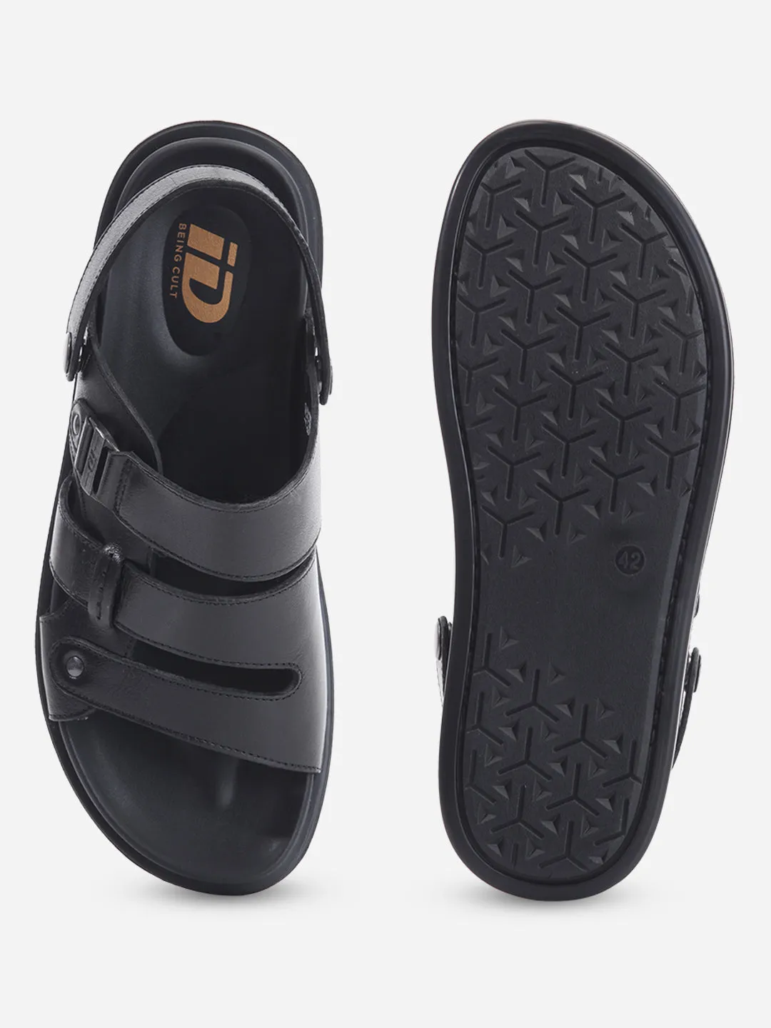 Men's Black Leather Comfort-fit Smart Casual Sandal (ID4213) Desert Run