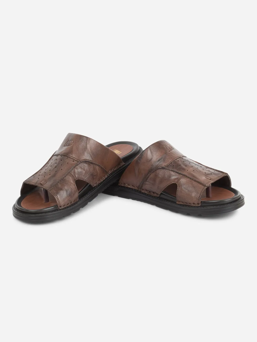 Men's Brown Slip On Sandal (ID4243) Winter Warm White Clean