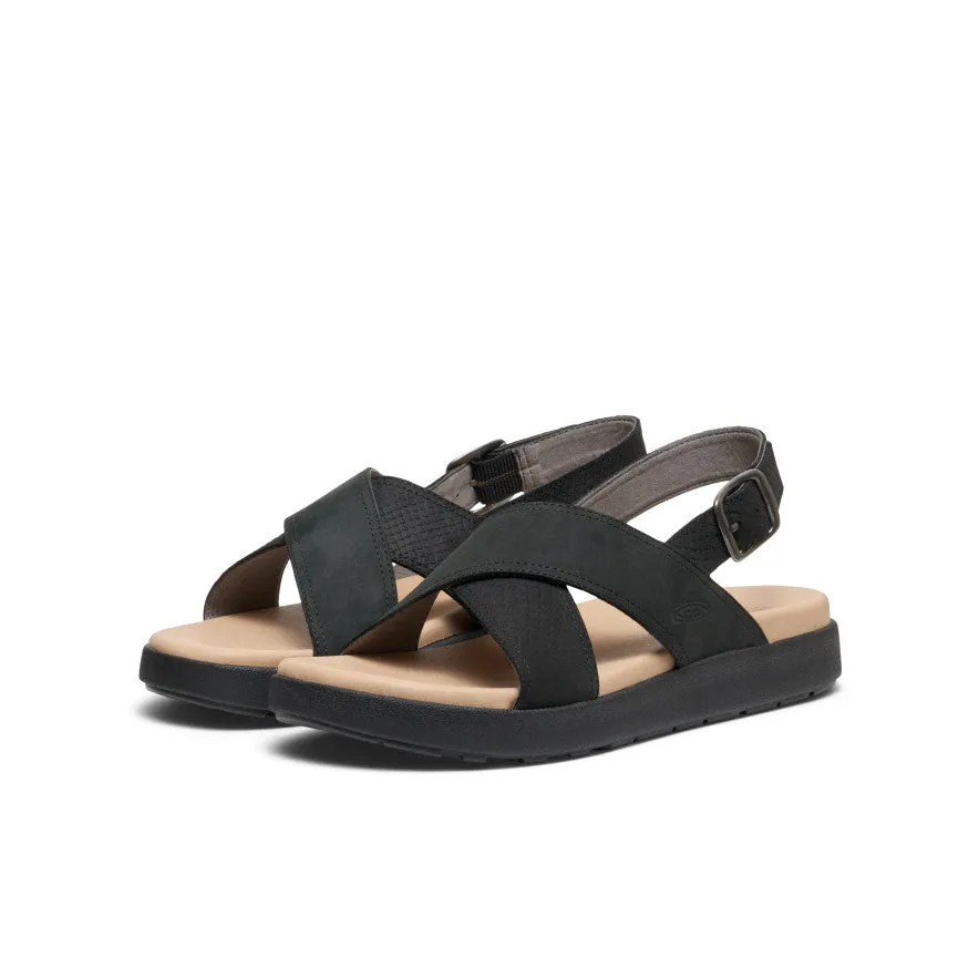 Quick Sandals Women's Elle Luxe Cross Strap Sandal  |  Black/Black